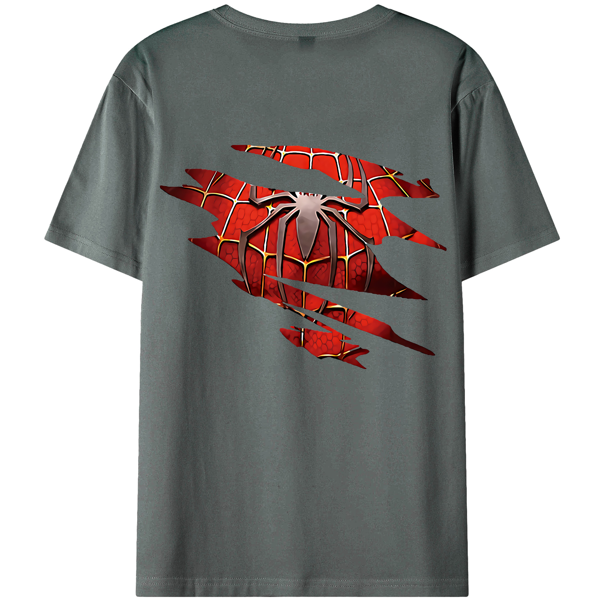 （画像用） Spider Man スパイダーマン 綿100％ メンズ半袖Tシャツ（バックプリント） 通気性